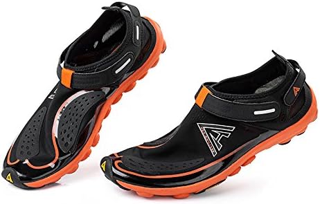 Water Shoes, YIZER Men Women Super Lightweight Breathable Mesh Aqua Shoes for Swim Walking Lake Beach Boating (7 US Women/5.5 US Men, Black Orange)