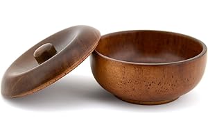 Grandslam Wooden Shaving Bowl with Lid Shaving Soap Bowl for Men Easy to Lather Fits Wet Shaving (Oak Wood)