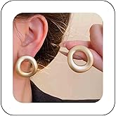 Vacaonio Minimalist Gold Hollow Circle Earrings Large Circle Geometric Earrings Chunky Open Circle Stud Earrings Circle Round Earrings Jewelry for Women