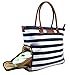 Sarah Wells Abby Breast Pump Bag (Navy Striped), With Real Leather Straps, Thermally-Lined Side Pockets for Breast Milk, Luggage Sleeve, Chic, Stylish and Functional
