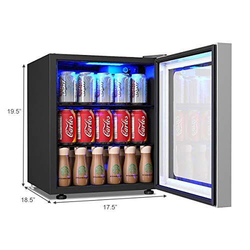 COSTWAY Beverage Refrigerator and Cooler 62 Cans Capacity Mini Drink