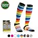 NEWZILL Medical Compression Socks for Women & Men Circulation 20-30 mmHg, Best for Running Athletic Hiking Travel Flight Nurses (Rainbow Stripes, XXL)