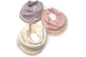 Kishu Baby Indi - Fairtrade Organic Baby Bibs for Girls or Boys - Rounded, 4-Way Reversible, 8 Layer Muslin Drool Bibs