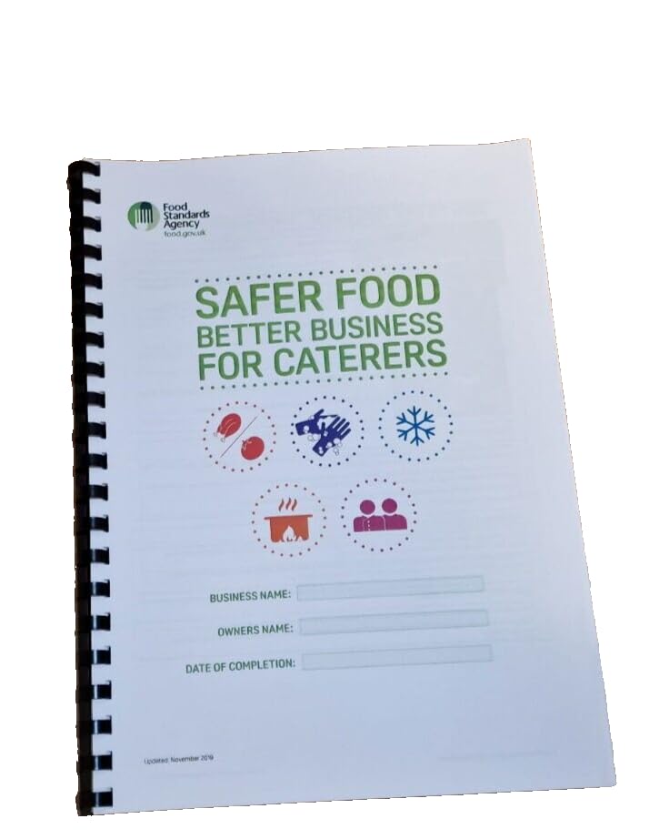 IPROGLOBAL Safer Food Better Business for Caterers Restaurants, Takeaways Fully Updated Pack SFBB + A4 Laminated Sign +13 Month Diary compliant spiral bound covers to front and back
