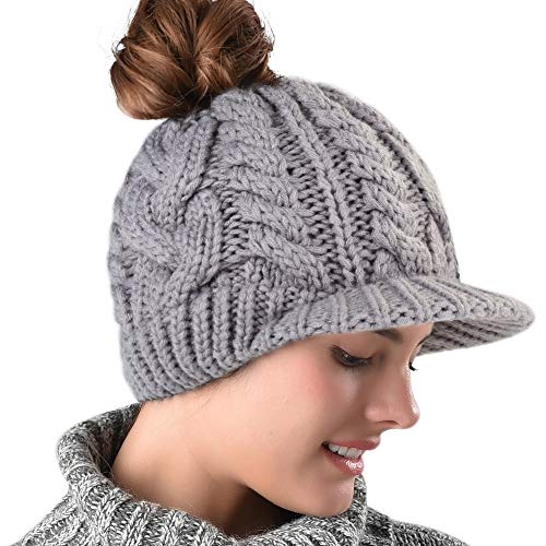 winter hat with bun hole