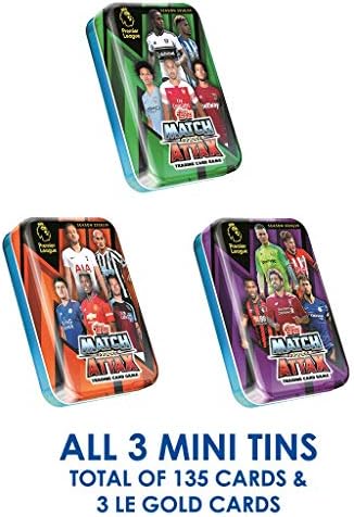 EPL 2018-19 Topps Match Attax Cards - Mini Tin 3-Pack (1 of Each tin Variation) (Total of 135 Cards + 3 LE Gold)