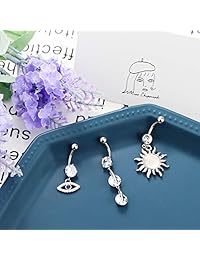 Jstyle - 8 piercings para ombligo de acero inoxidable quirúrgico, para mujeres y niñas, de calibre 14