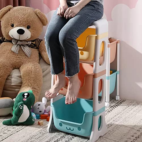 AM ANNA 4 Tier Toy Organizers and Storage Bins on Wheels, Kids Storage Organizer for Toys, Toddler Bedroom Furniture for Toys, Toiletries, Storage Organizer Toy Bins for Kids (4 Tier)