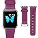 J&D Tech Modern Series Leather Strap Replacement Wrist Band with Metal Clasp Adapter for Apple Watch Series 1/2 / 3/4, 38mm - Fuchsia