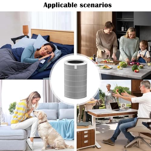 4 Pro Air Filter Replacement Compatible with Xiaomi Mi Smart Air Purifier 4 Pro, 3 in 1 H13 True HEPA and Activated Carbon Replacement Filter, Gray - 1 Pack