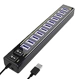 Satechi 12 Port USB Hub with Power Adapter & 2 Control Switches for 2015 MacBook Pro, 2014 MacBook, iMac, Surface Pro, Dell XPS, PC and More