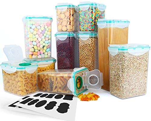 Cereal Container, VERONES Airtight Plastic Storage Containers Perfect for Food Storage Containers Kitchen Storage Containers (1.7 Inch Diameter Round Mouth Not for Big Cereal) 10 Pack - Thumbnail 7