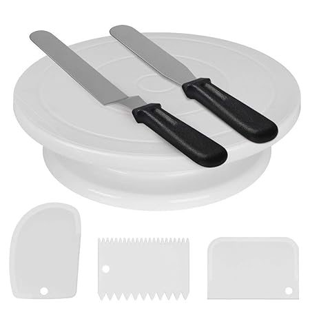 LVHERO Tortenplatte drehbar Tortenständer Kuchen Drehteller Cake Decorating Turntable mit 2 Stück Winkelpalette Set, 3 Stück 
