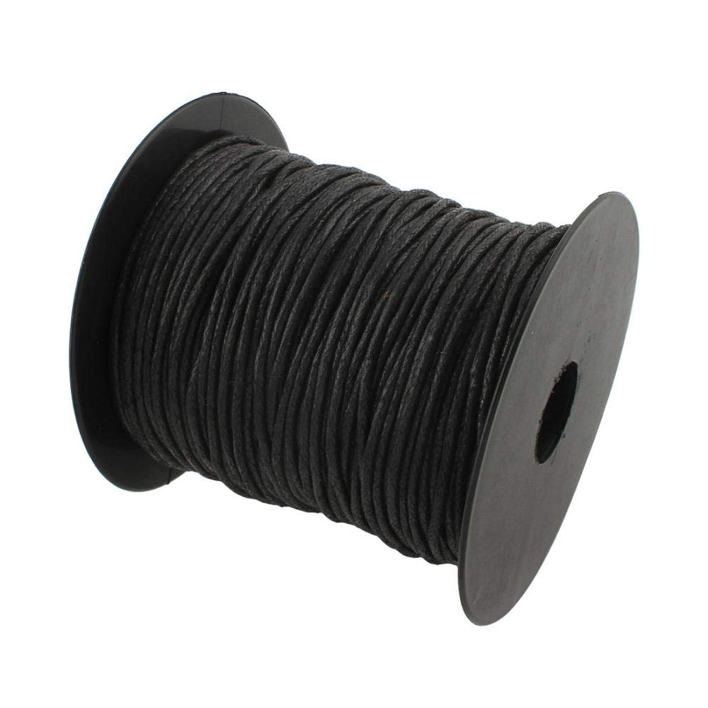 YYW Wax Cord 2mm 80Yard/Roll Black/White Waxed Line Cord Cotton Thread Cords for DIY Jewelry Beading Bracelets Making Sewing Work (Black)