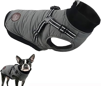 Amazon Co Jp 大型犬用ウィンターコート暖かいロフトジャケットハーネス付き反射犬服防風ドッグコートスポーツベスト犬服小中大犬用 スポーツ アウトドア
