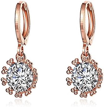 Love Direct Glittering Rose Gold Plated Zircon Decorate Drop Earrings (Rose Gold Plated)