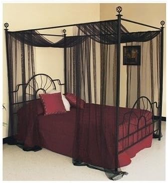 Sheer Netting Panel Bed Canopy Mosquito Net (Black)