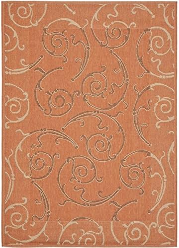 Safavieh Indoor/ Outdoor Courtyard Terracotta/ Cream Runner Rugs (2' 7 x 5')