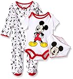 Disney Baby Mickey Mouse 3 Pc Footie, Bib, and Bodysuitset, Multi/White, 3/6 Months