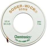 Itw Chemtronics Desoldering Braid, Soder-Wick, Rosin.080", 25', 50-3-25