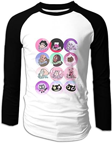 Men's Raglan Steven Universe Cookie Cat Tees Black Large