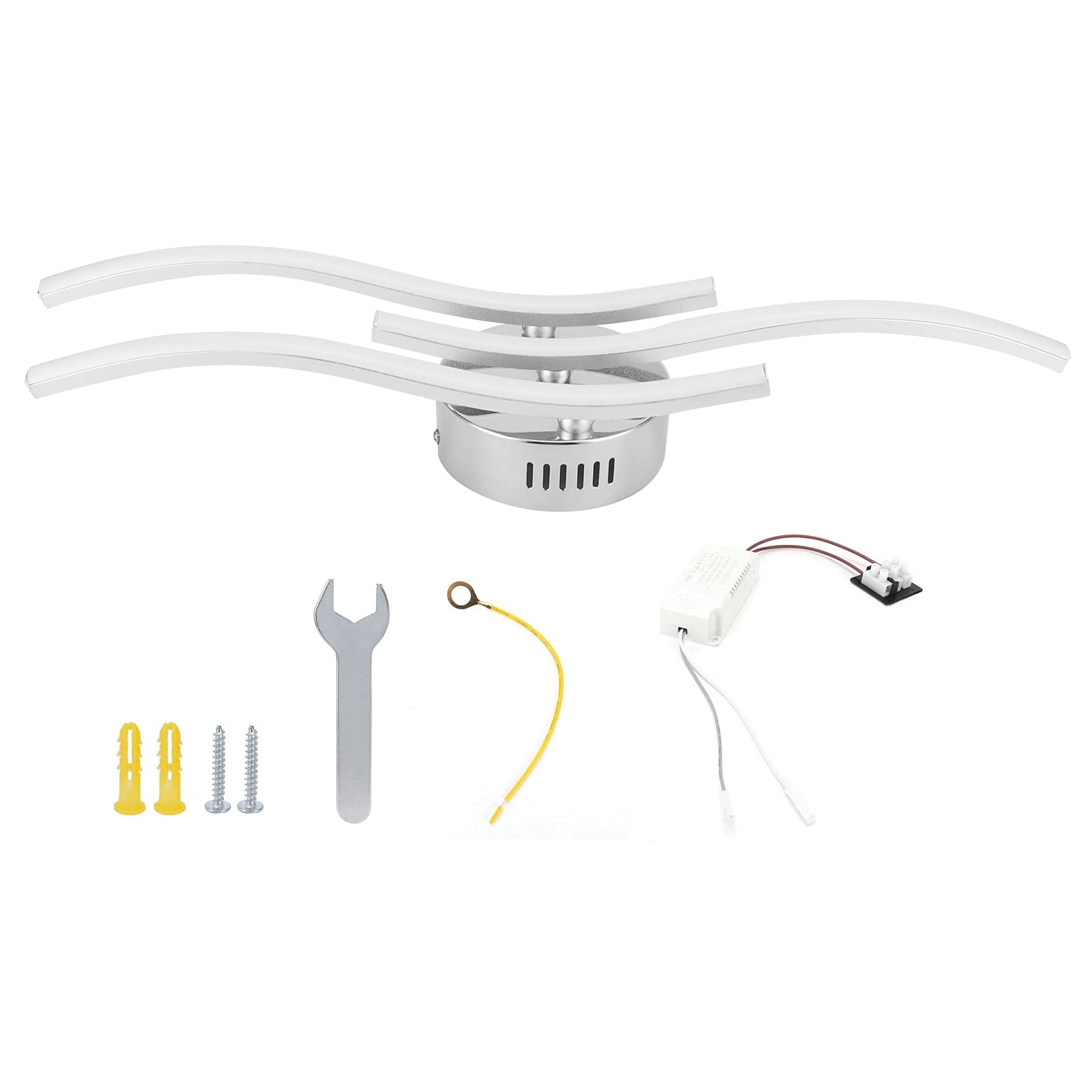 LED Ceiling Light, Elegant Curved Pendant Lights Modern Wavy Flush Mount Lamp Chandeliers Lamps 18W 2500 Lumen Lighting Systems for Kitchen Bathroom Hallway Bedroom Living Room Stairwell Office Decor