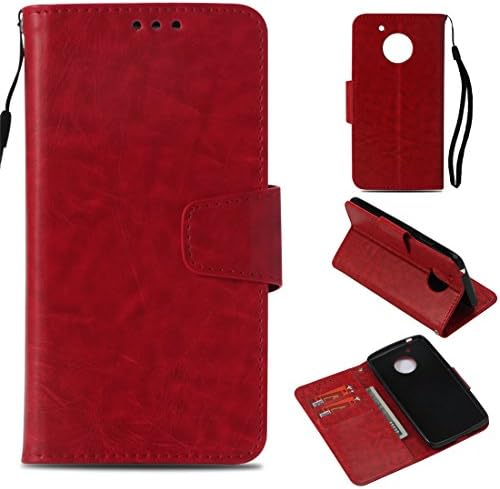 Moto E4 Case (USA Verison), Love Sound [Wrist Strap] [Vintage Series] Premium PU Leather Flip Wallet Case Cover with Card Slots Holder & Stand for Motorola Moto E4/Moto E (4th Generation), Red