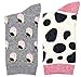 Carahere Women Girl Cute Cartoon Animal Pattern Socks Novelty Fun Cotton Crew Socks Grey/White