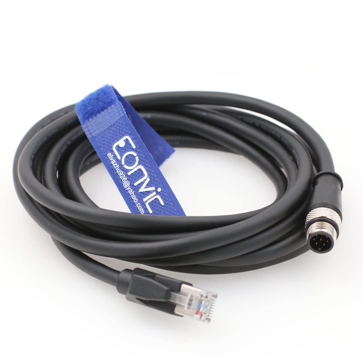 Eonvic Industrial Ethernet Cables M12 8 Pin Male to RJ45 High Flexible Shielded Network Cable with Locking Function for Industrial Cognex Camera (5M)