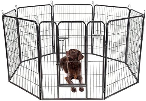 PetDanze Dog Pen Metal Fence Gate Portable Outdoor | Heavy Duty Outside Pet Large Playpen Exercise RV Play Yard | Indoor Puppy Kennel Cage Crate Enclosures | 40" Height 8 Panel
