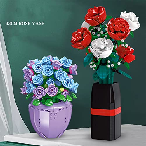 Powerbrick Flower Rose Bouquet Vase Bricks Model, Compatible with Lego