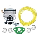 HIFROM Carburetor with Primer Bulb Fuel Line Gasket for Troy-Bilt TB26TB TB475SS TB525CS TB146EC TB590BC TBE515 TB575SS Gas Trimmer