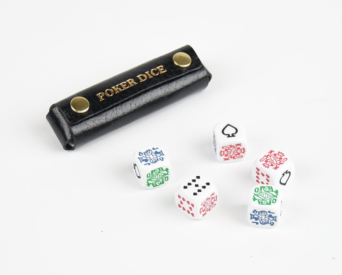 Masters Traditional Games Poker Dice in Leather Case