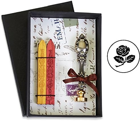 Vintage Deluxe Wax Seal Kit with Rose Symbol-Red and Gold Sealing Wax