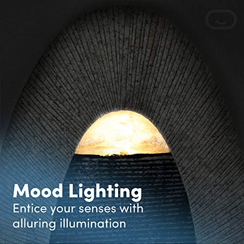 Oval, Indoor/Outdoor Wall Fountain 24” x 12” | Handcrafted Natural Stone Look with LED Lights, Adjustable Speed, Calming Waterfall Sounds | Made with Polyresin Material (Tan)