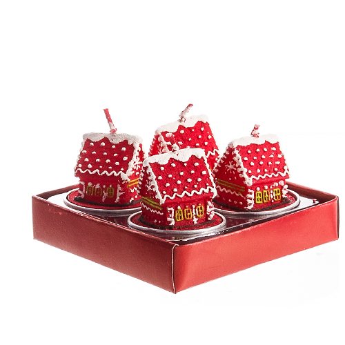 Gingerbread House With Snow Tea Light Candles Set OF 4 Amazon.co.uk