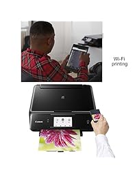 Canon Pixma TS8020   Impresora inalámbrica todo en uno con escáner, fotocopiadora y pantalla táctil de 4,3 pulgadas (negro) + juego de tanques de tinta + muestra de papel fotográfico + cable de impresora USB + paño de limpieza HeroFiber ultra suave