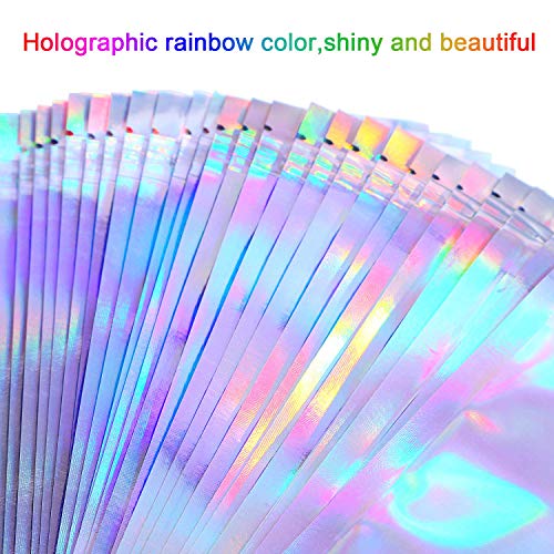 ELECDON 100PCS Ziplock Bag Creative Holographic Flat Multi-use Jewelry Bag Cosmetic Bag Packaging Bag (M)