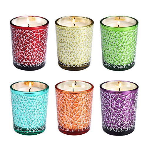 LANGRIA Scented Candles Set Glass Jar Candle Tin Pure Soy Wax, 6 Aromatherapy Fragrances Stress Relief Birthday Gift for Women, Girlfriend, Moms (6 Pcs)