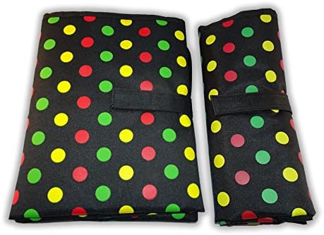 One Hand Fold Changing Mat - Waterproof Baby Nappy Change Travel Pad, Easy to Use, Grab to Go, Large, Portable, Padded, Wipe Clean (Red Yellow Green Dots) by Contented Infant ยฎ