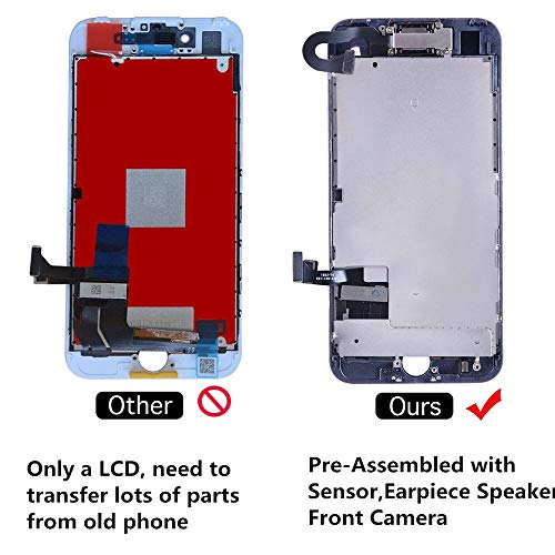 for iPhone 7 Screen Replacement Black 4.7", LCD Display with 3D Touch Digitizer Frame Full Assembly Repair Kit, with Proximity Sensor, Ear Speaker, Front Camera, Screen Protector, Repair Tools