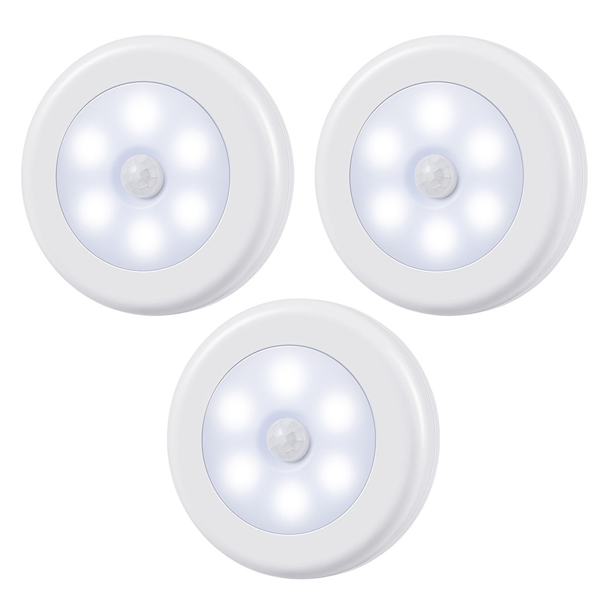 ORIA Motion Sensor Light, LED Night Light, Stick Anywhere Wall Light, Closet Lights Stair Lights, Safe Lights with Magnetic Strip, for Bathroom, Bedroom, Kitchen (Pack of 3)
