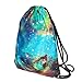 Ababalaya 3D Print Drawstring Backpack Rucksack Shoulder Bags Gym Bag, Universe