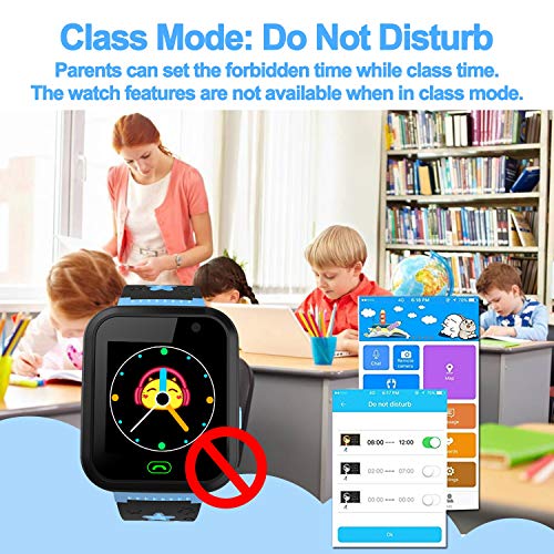 GreaSmart [SIM Card Included] Kids Smart Watch Phone for Girls Boys - IP68 Waterproof GPS Tracker Locator Touch Games SOS Outdoor Digital Wrist Cellphone Watch Bracelet for Holiday Birthday (Blue) - Thumbnail 5