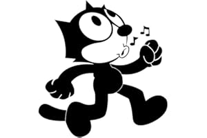 SO COOL STUFF Cat Walking and Whistling - Vinyl 5" Tall (Color: Black) Decal Laptop Tablet Skateboard car Stickers