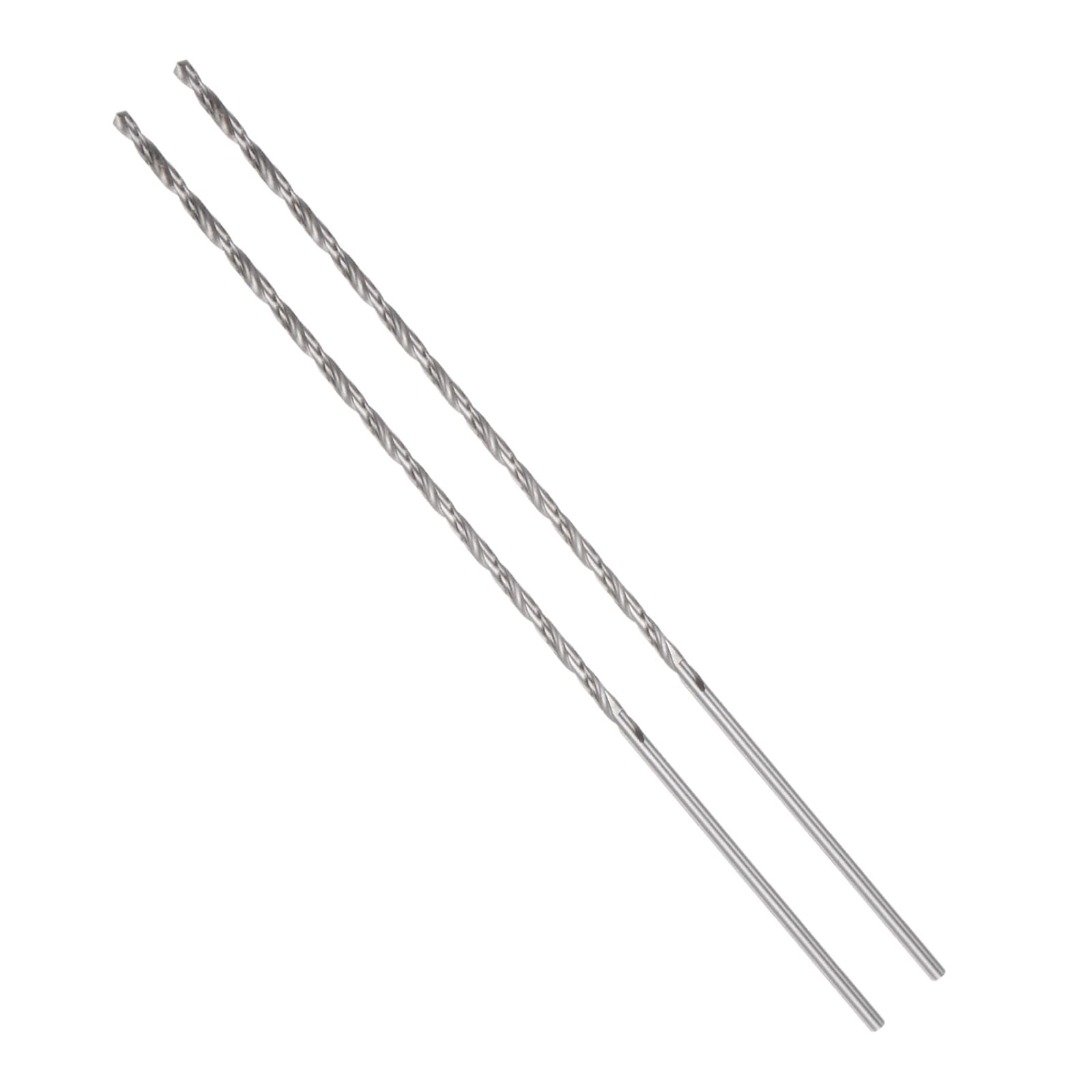 CoCud Twist Drill Bit, 2.5 mm Cutting Diameter, 0.1" Shank 6.3" Length, High-Speed Steel Black Oxide Extended Straight Jobber Drill Bit Set (Application: Metal Wood Plastic), 2-Pieces