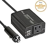 Enkey 150W Car Power Inverter DC 12V to 110V AC Converter with 3.1A Dual USB Charger - Black