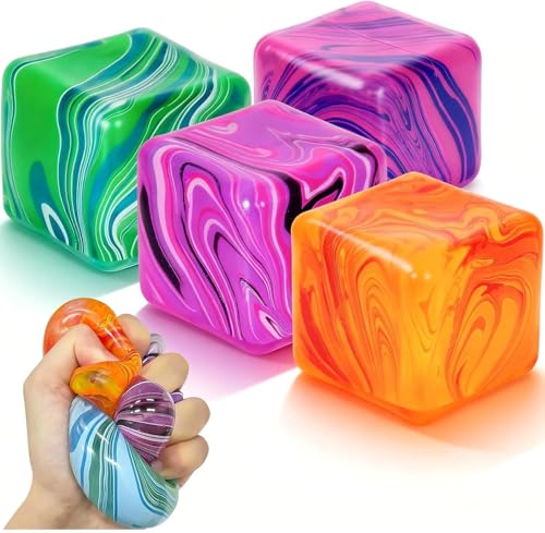 SLEEPHEAD®Stress Cube Squishy Toys, Slow Rebound Squishy Fidget Toy for Adults, Unique Swirling Color Mixing, Slow Rising Sensory Toys for Anxiety Stress Relief (Green)