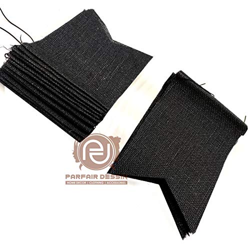 Parfair Dessin 40 Pcs Stiffened Swallowtail Flag Bunting Burlap Banner PreStringed No DIY Garland Decoration for Holidays Camping Halloween Christmas 40 Feet (Black, Flag 1) - Thumbnail 2
