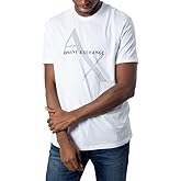 Armani Exchange Mens Crew Neck Logo Tee T Shirt, Quilted Logo White, Small US
